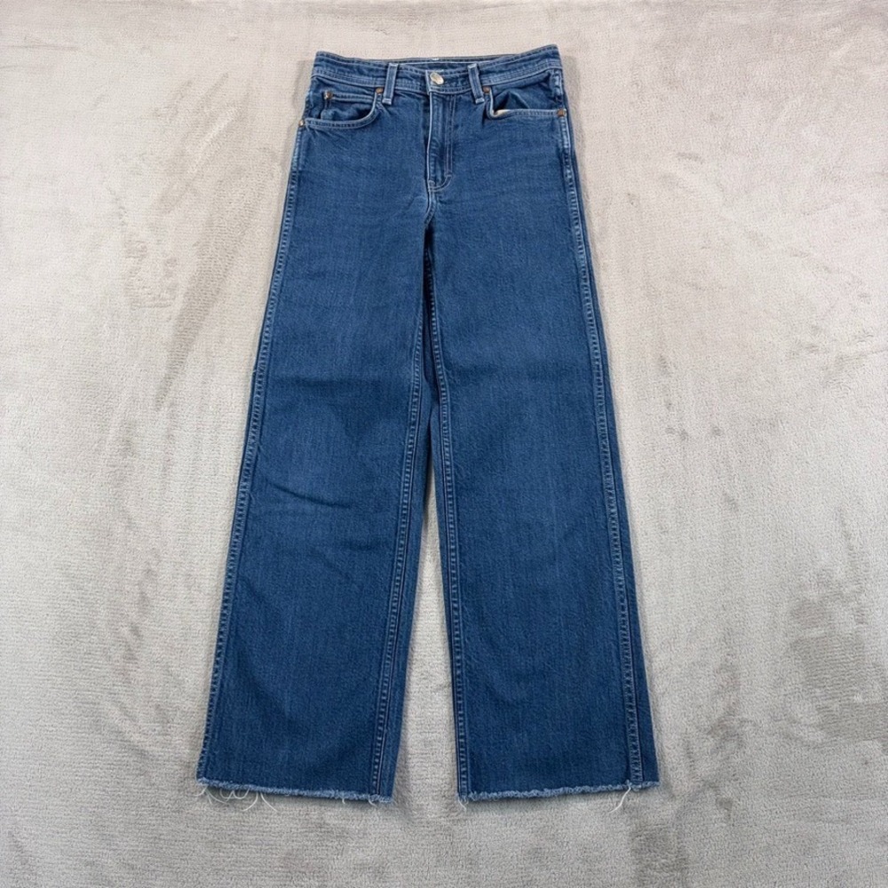Rag & Bone Derby Raw Hem Straight‎ Leg Jeans in Rinse Wash Women 25 Made in USA